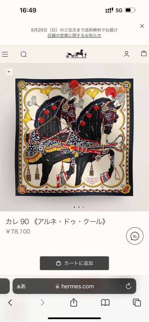 エルメス カレ 90 《アルネ・ドゥ・クール》2024SS 画像1