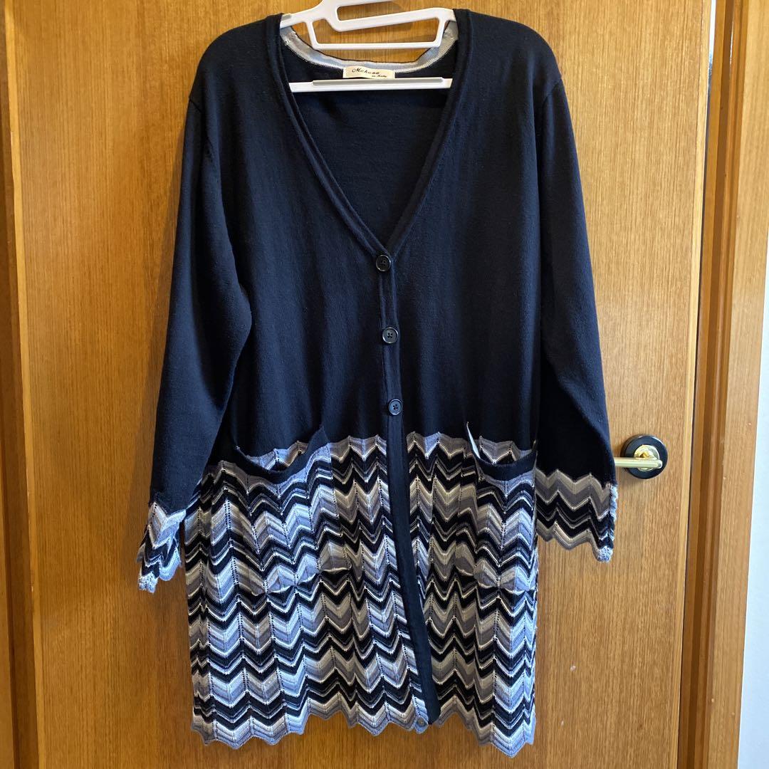 Makana na Kathy ジオメトリックニットカーディガン　ブラック