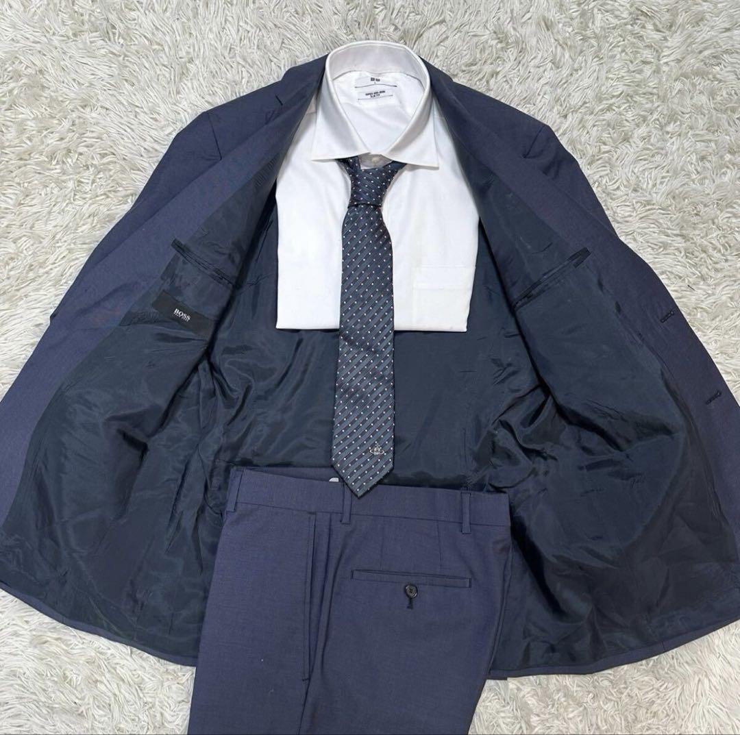 ヒューゴボス 【極美品】 HUGO BOSS スーツ セットアップ ネイビーM