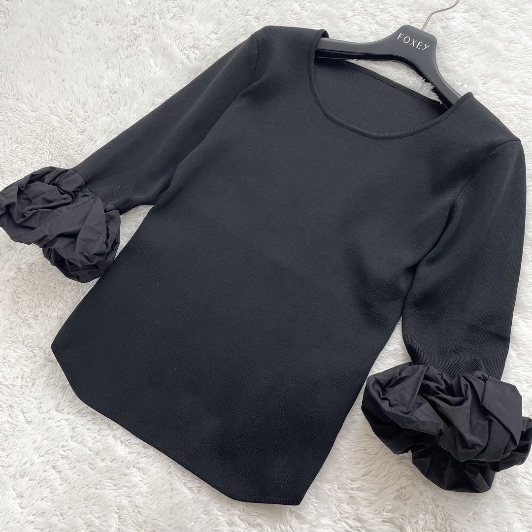 良品✨AMERI✨ PINCH SLEEVE KNIT TOP 2023 黒　F