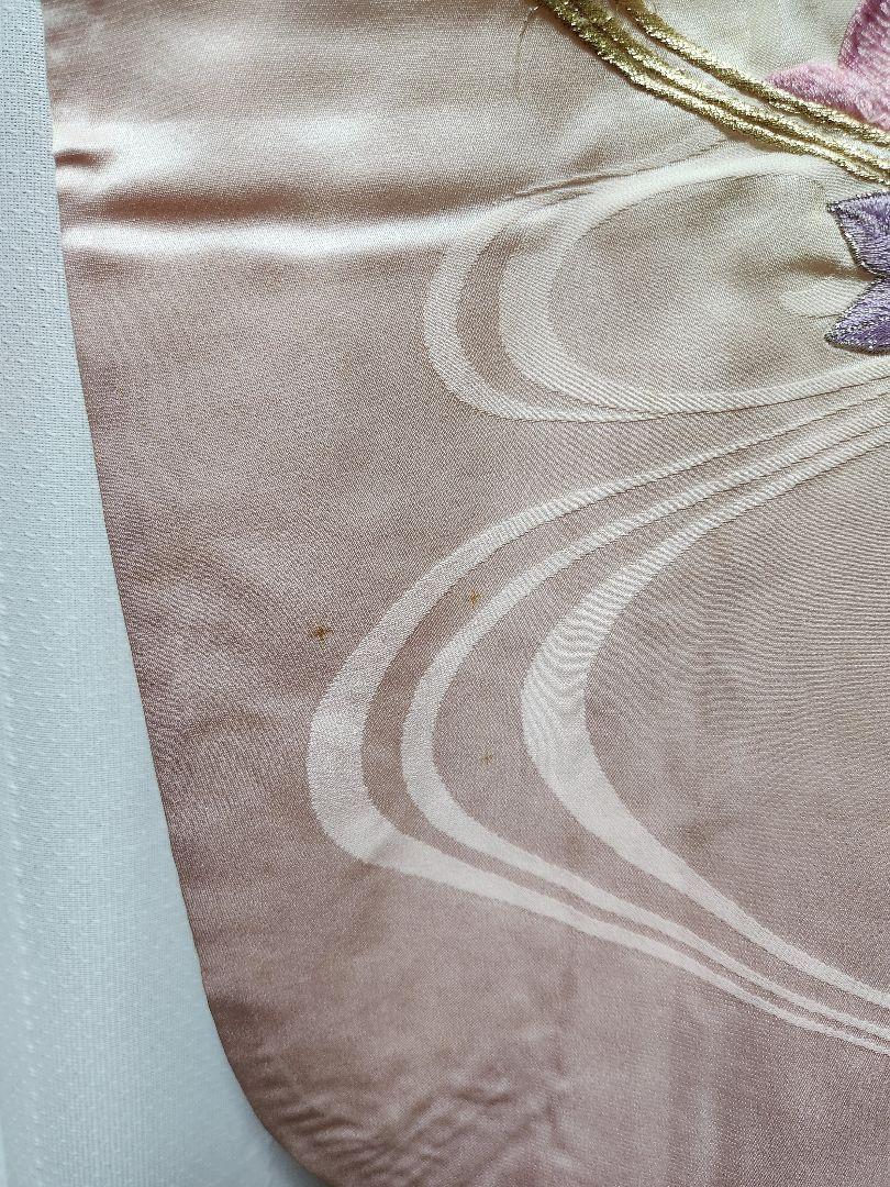 和】16094o 振袖 金駒刺繍 籠目に雪輪と古典花文様 着物（KH-343