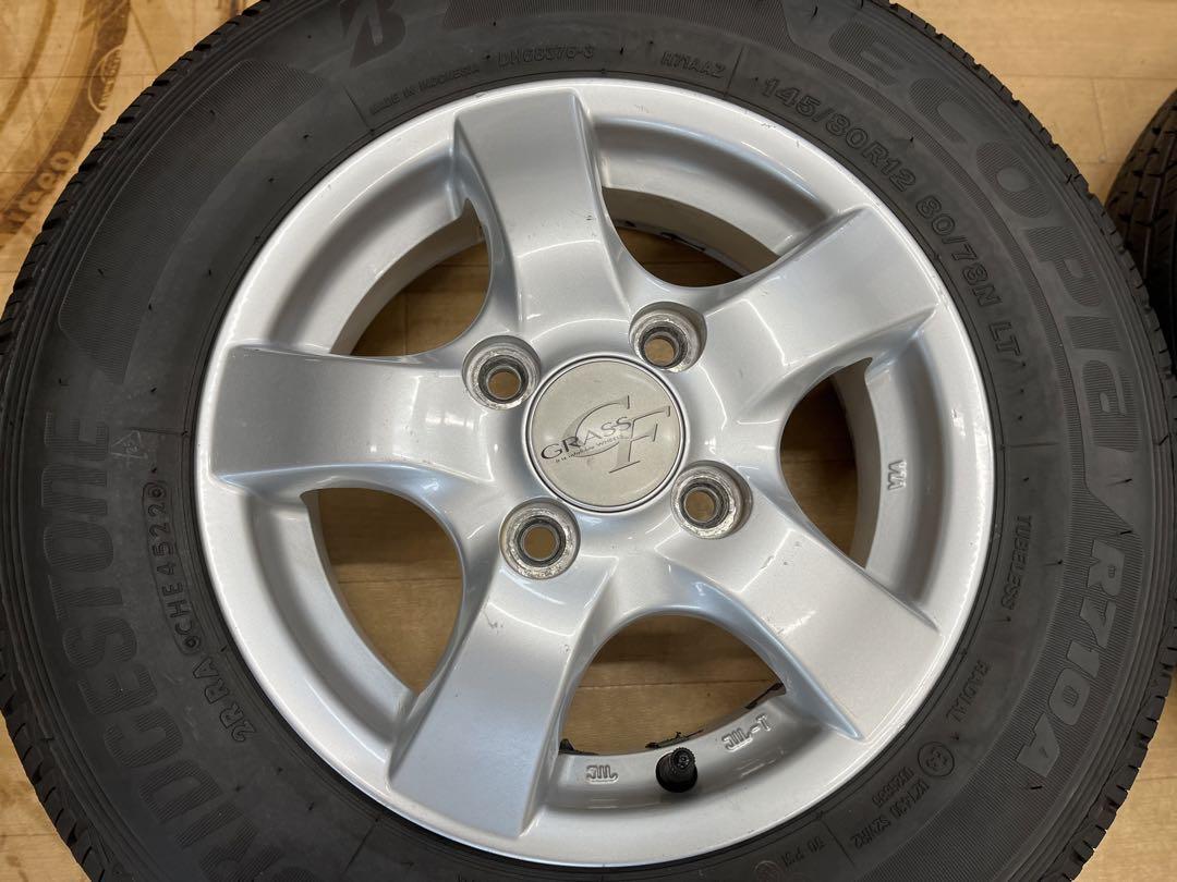 2022年製中古ブリヂストン夏タイヤセット145/80R12LT軽トラ 軽バン