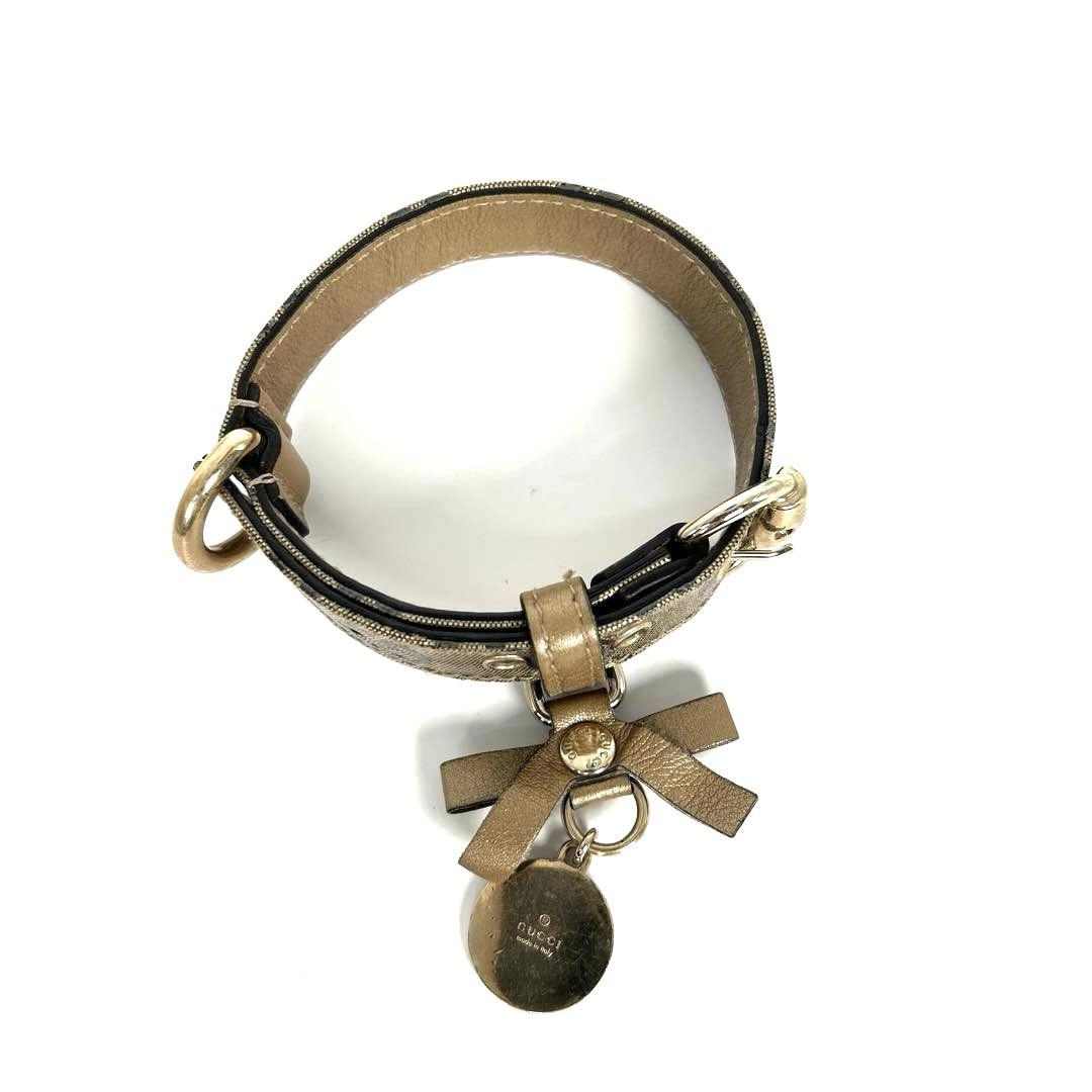 《美品✨レア》GUCCI 首輪　ペット用　犬　リボン　GG柄　メダル　猫G101