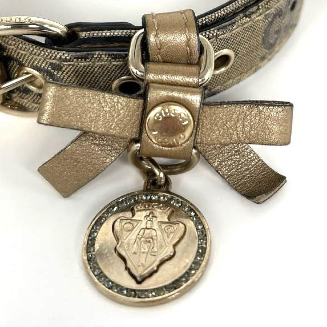 《美品✨レア》GUCCI 首輪　ペット用　犬　リボン　GG柄　メダル　猫G101
