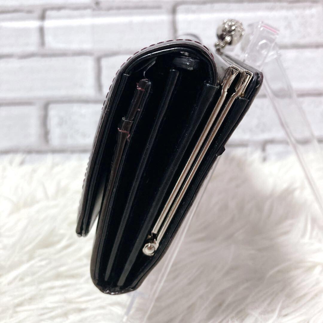 【極美品】 ANNA SUI アナスイ 長財布 がま口 パープル 花