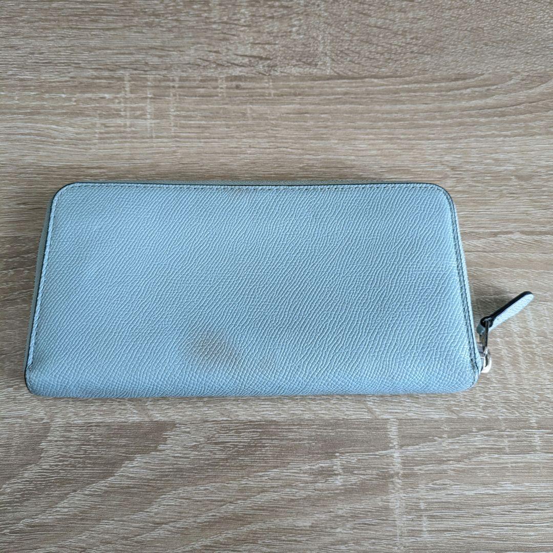 COACH コーチ 長財布 レザー ラウンドファスナー ウォレット 水色