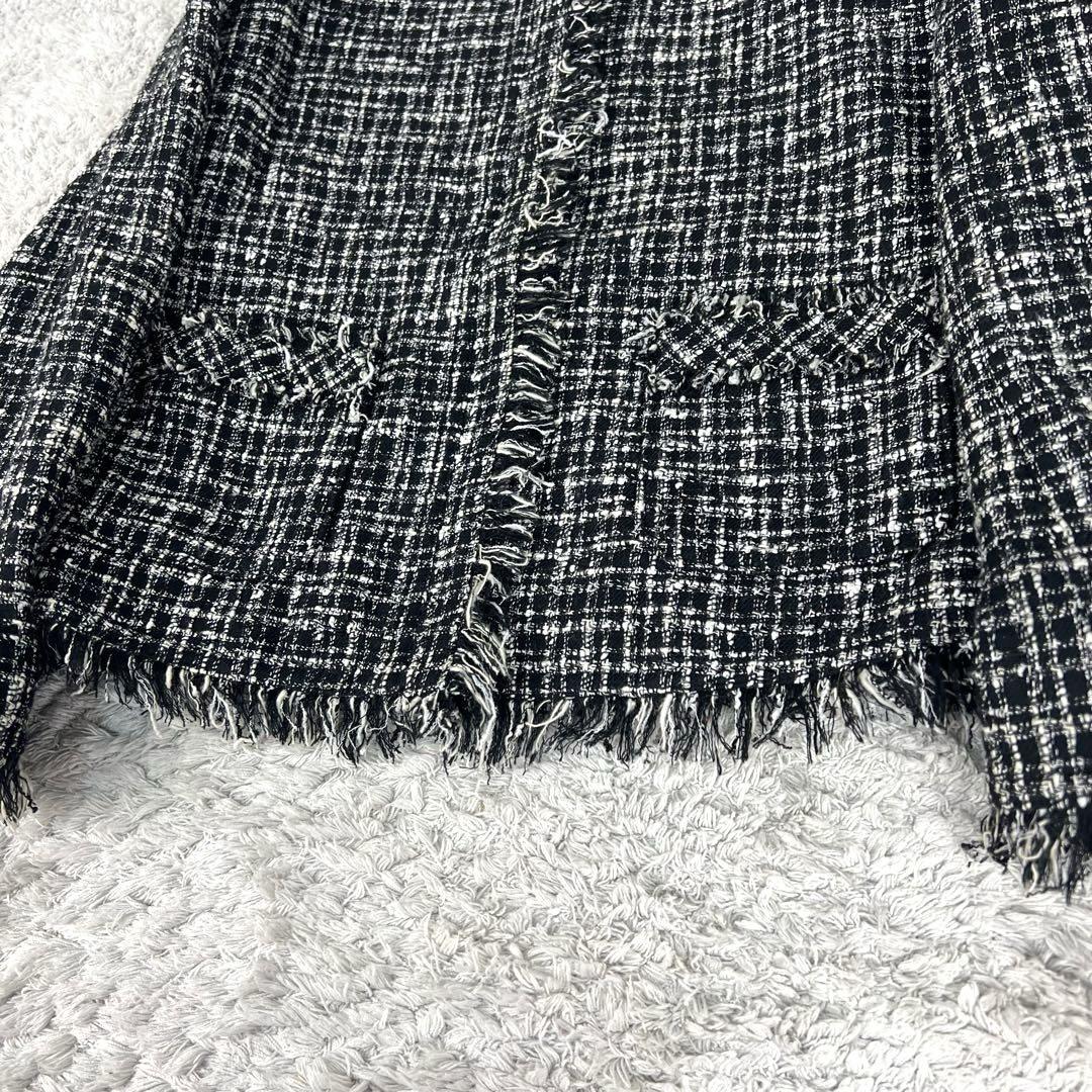 Theory セオリー　ノーカラー風　ジップアップジャケット　ツイード　S