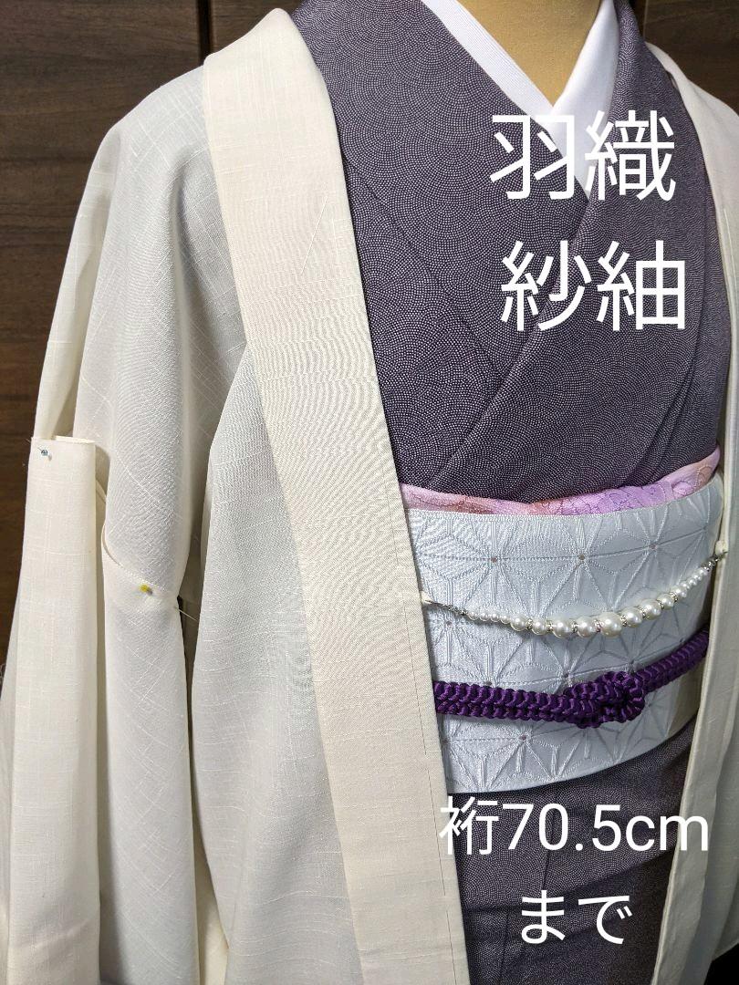 大勧め 羽織 長羽織 正絹 紗紬 単衣 白 新品 未使用 着物 浴衣/水着¥20,