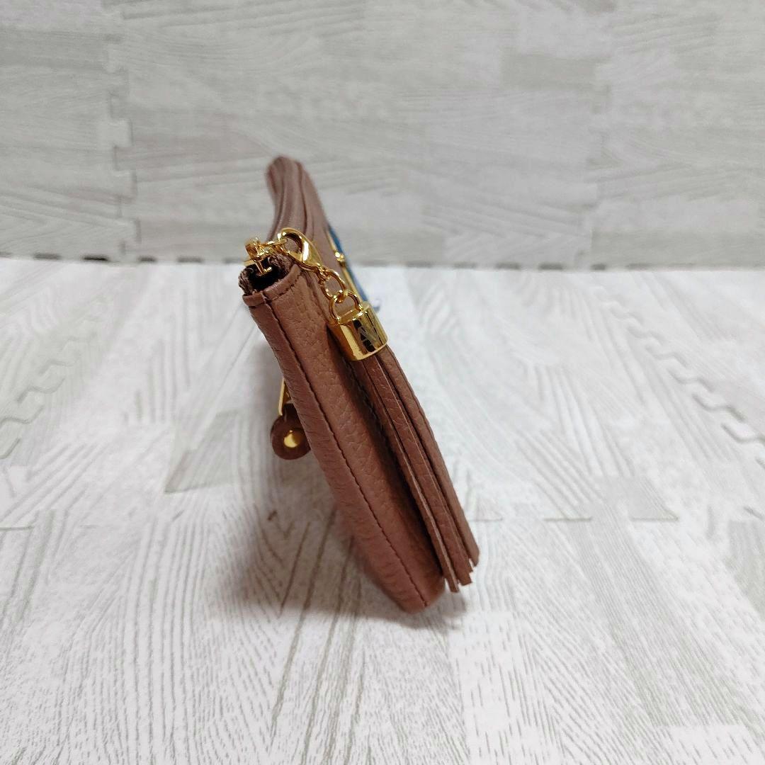 【極美品】アタオ リモケリー L字ラウンドジップ シボ革 フリンジ アーモンド