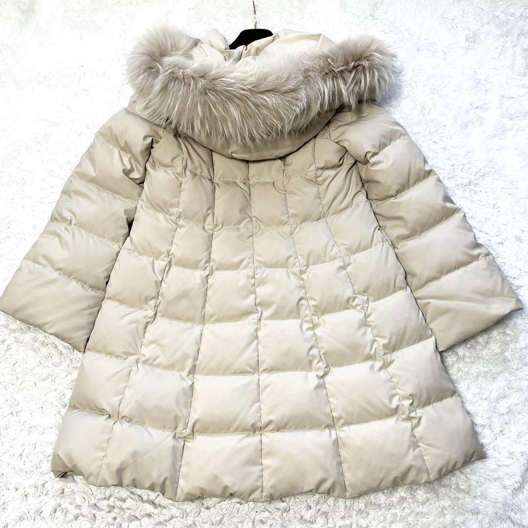 美品 FOXEY 3way ダウンコート ラクーンファー　Aライン　フリル　40