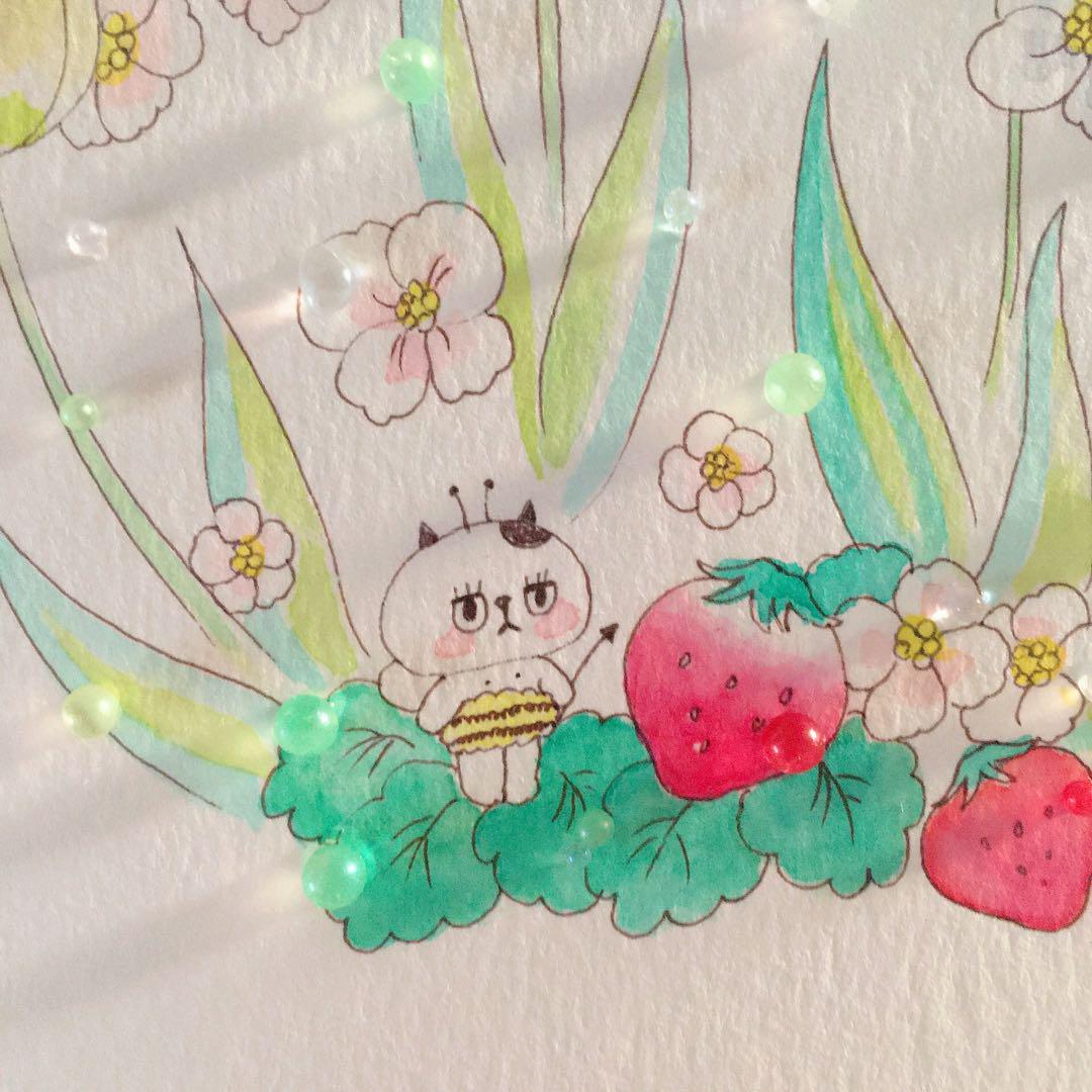 はちのこ】シーグラスアート イラスト 水彩画 原画