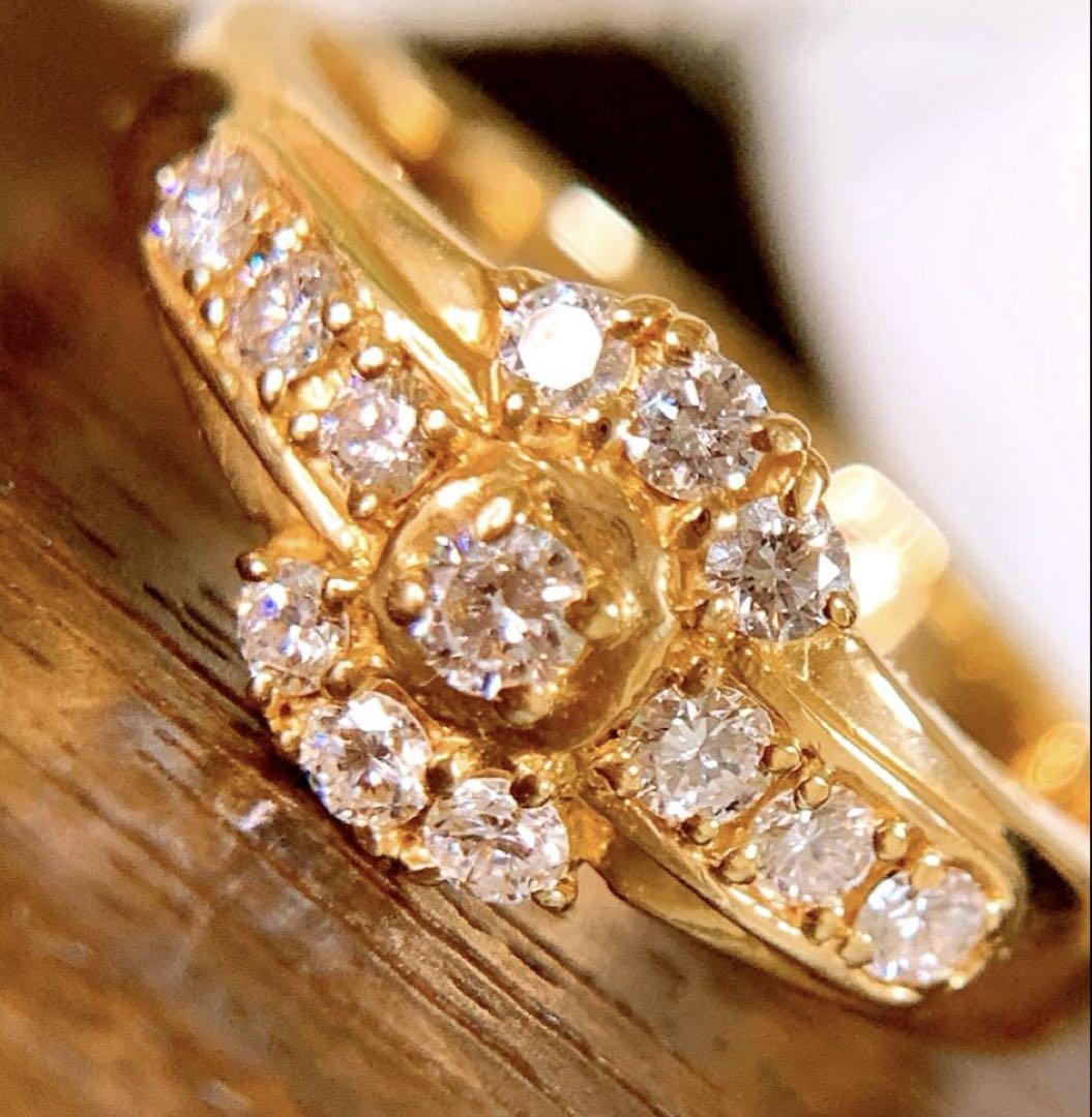 約4.2g❗️美品❣️POLA D0.28ct✨k18ダイヤリング　フラワーリング