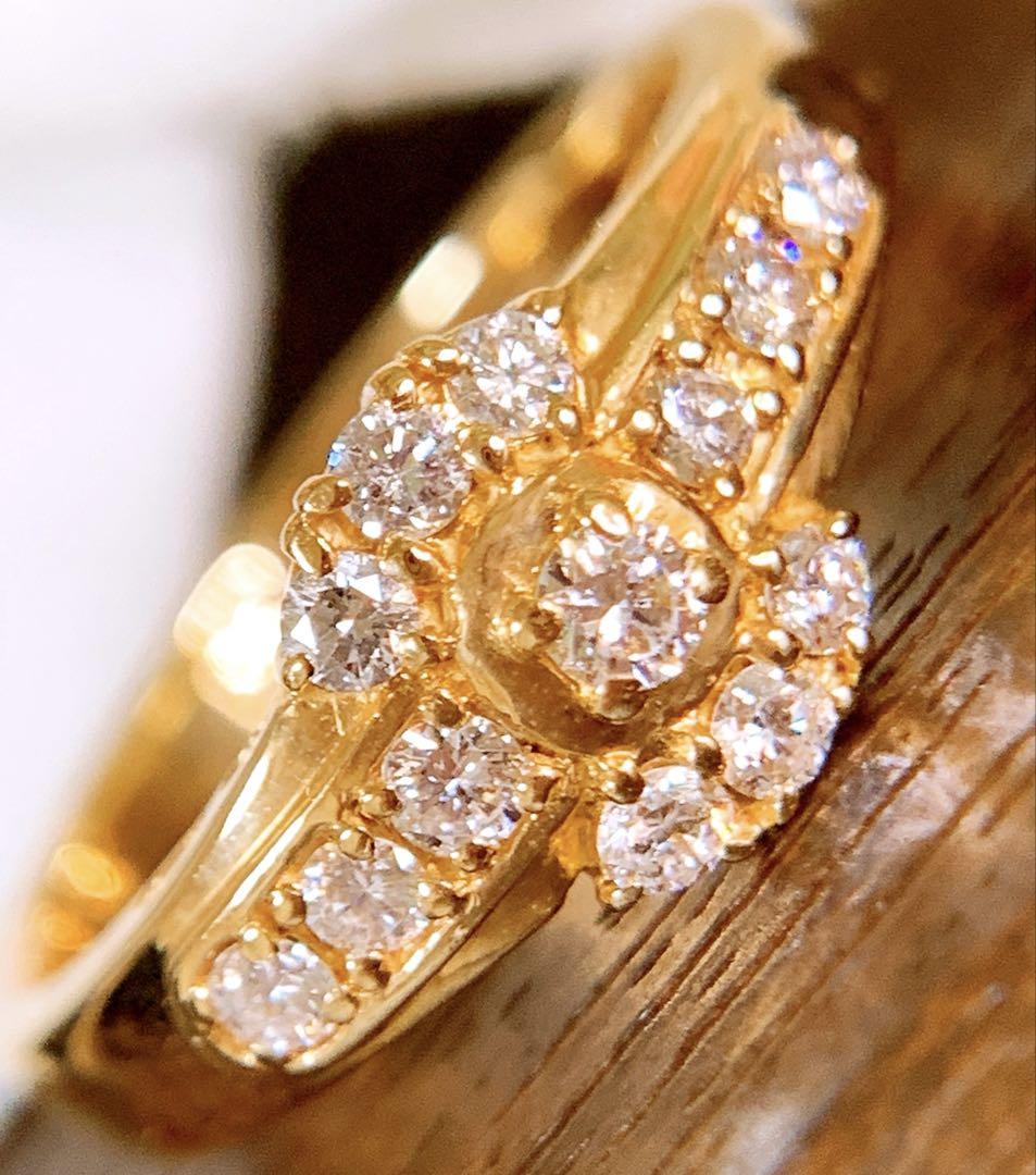 約4.2g❗️美品❣️POLA D0.28ct✨k18ダイヤリング　フラワーリング
