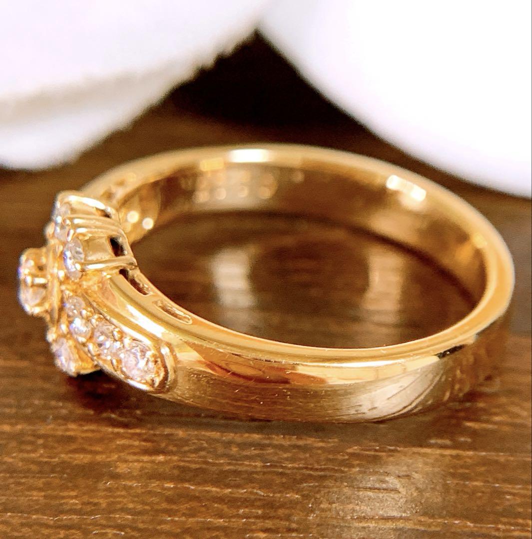 約4.2g❗️美品❣️POLA D0.28ct✨k18ダイヤリング　フラワーリング