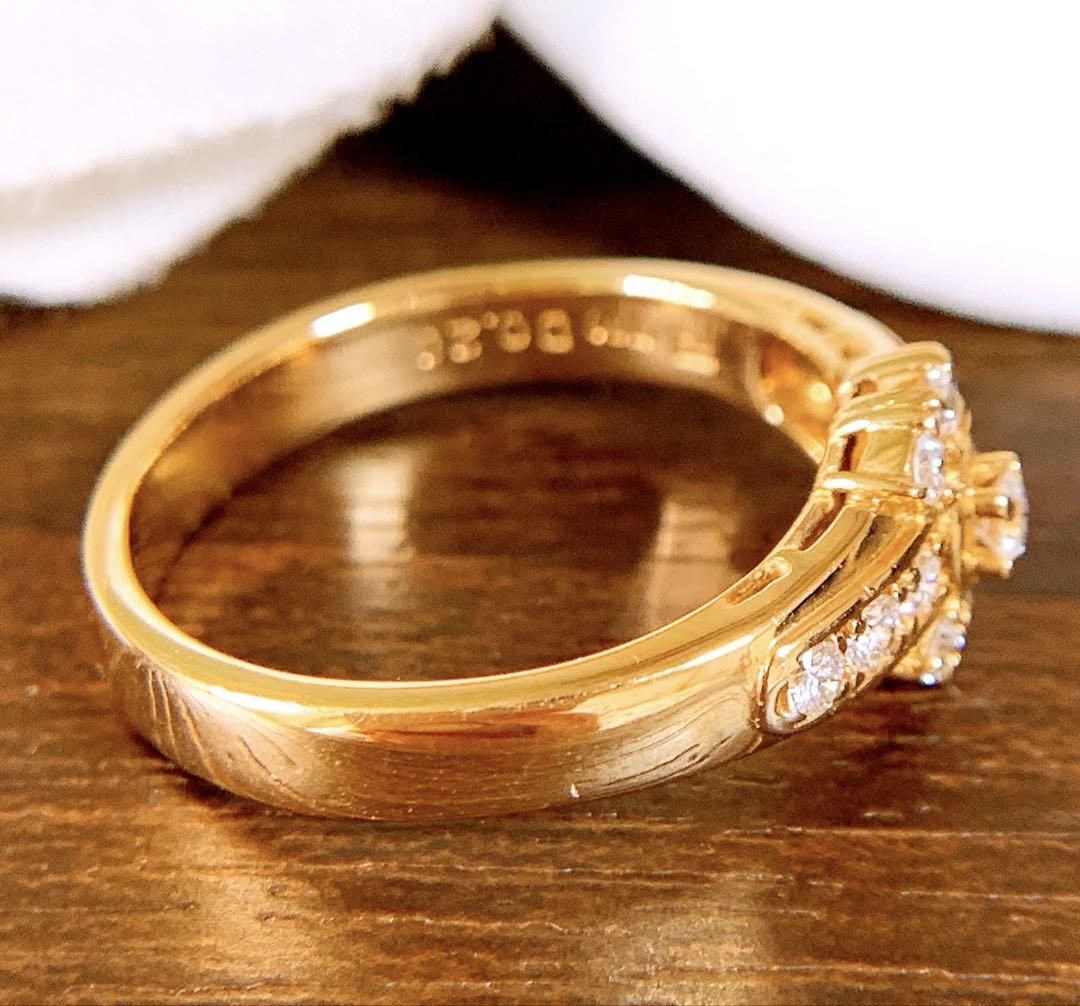 約4.2g❗️美品❣️POLA D0.28ct✨k18ダイヤリング　フラワーリング