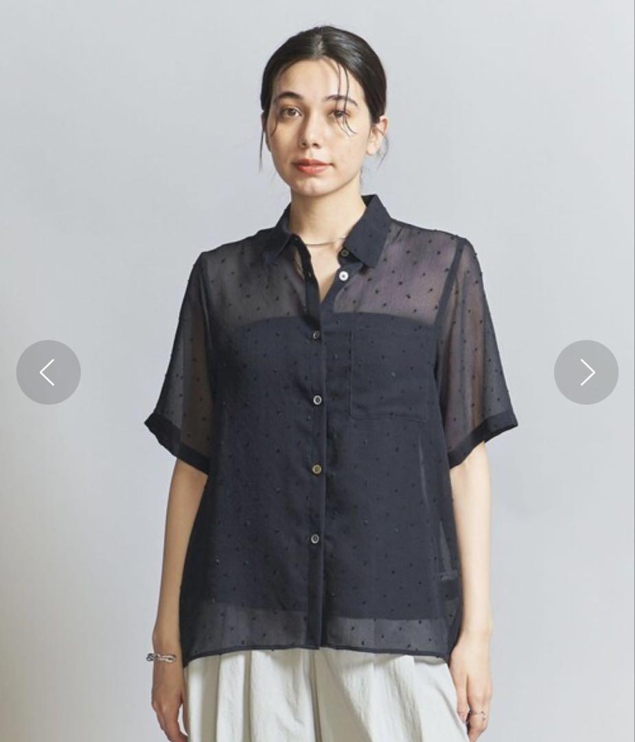 激安店舗 ジャカードシフォン ショートスリーブ メルカリ - シャツ トップス