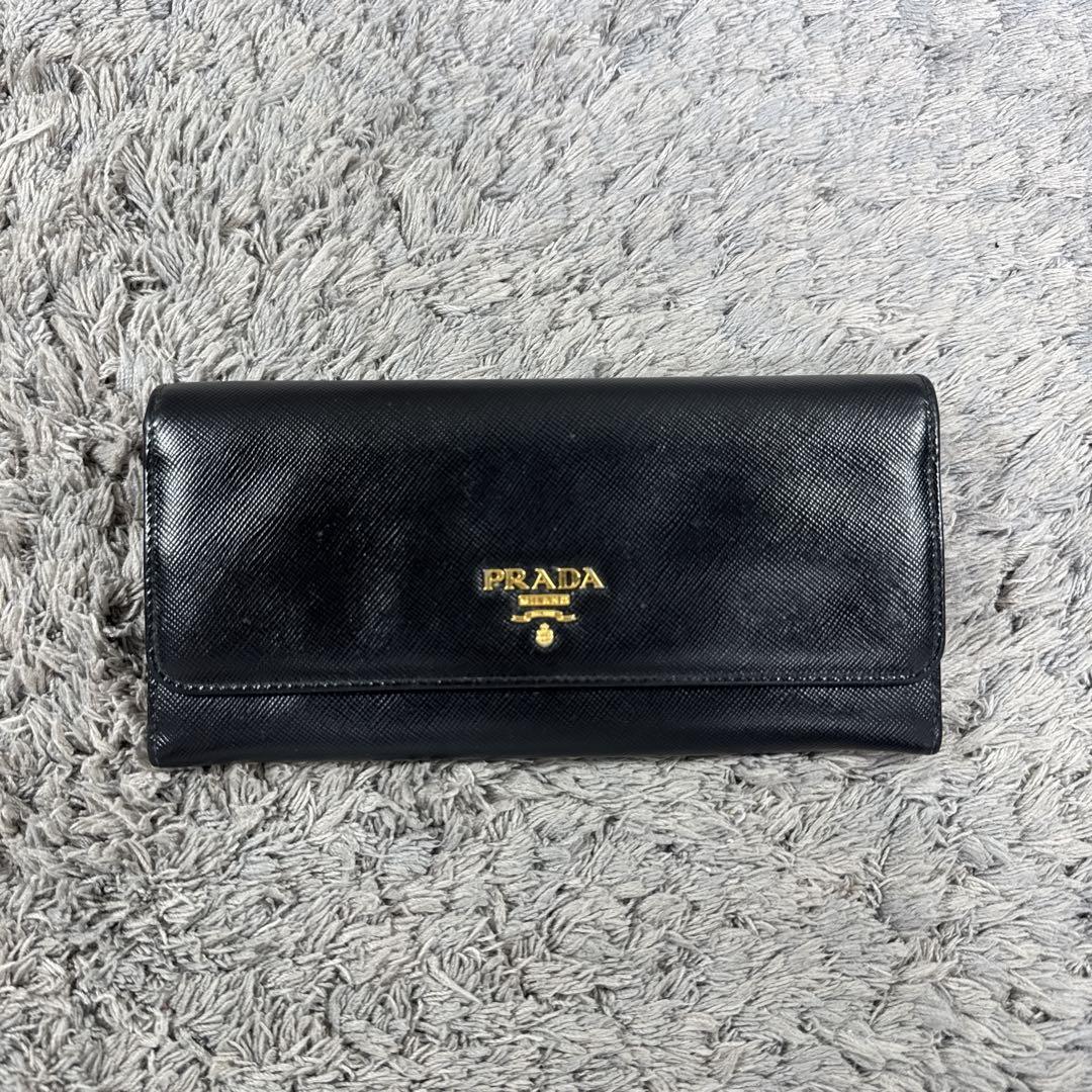 PRADA プラダ サフィアーノ レザー 長財布 Wホック ゴールドロゴ