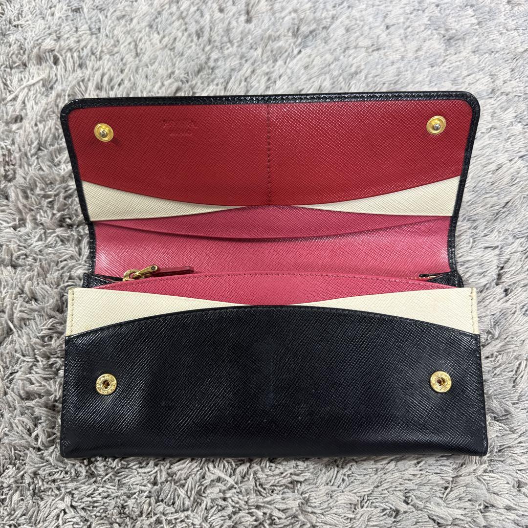 PRADA プラダ サフィアーノ レザー 長財布 Wホック ゴールドロゴ
