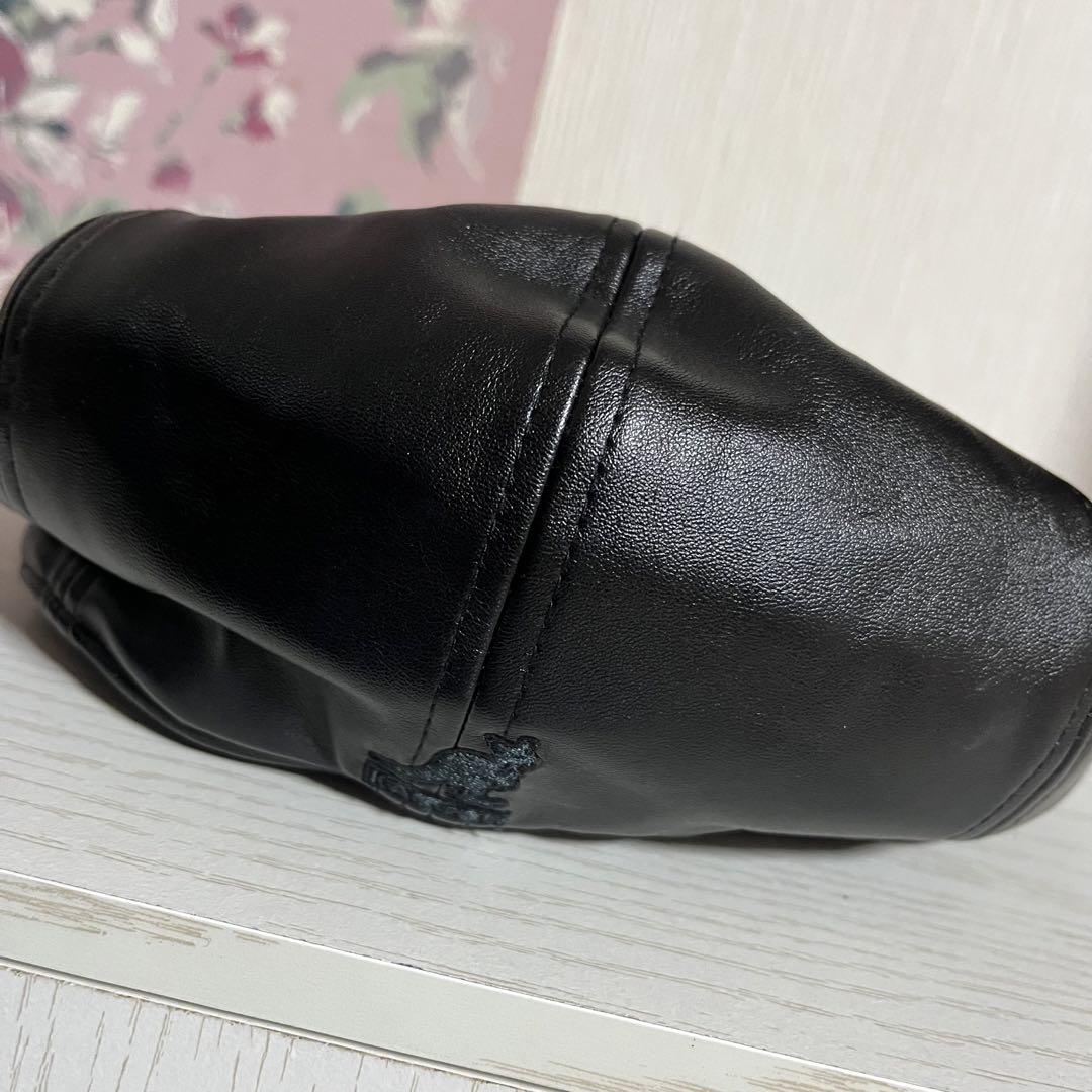 KANGOL Faux Leather Cap 黒レザーハンチングMサイズ