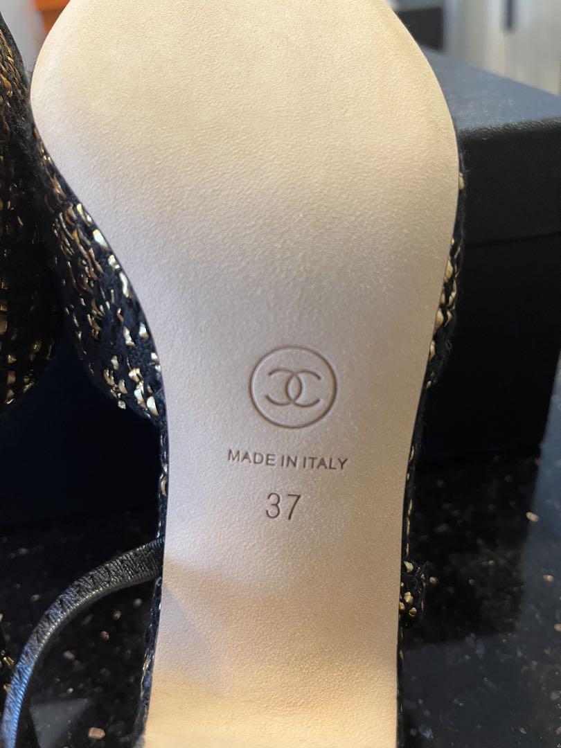 店舗完売品】CHANEL シャネル ツイード スリングバック ポンプ18
