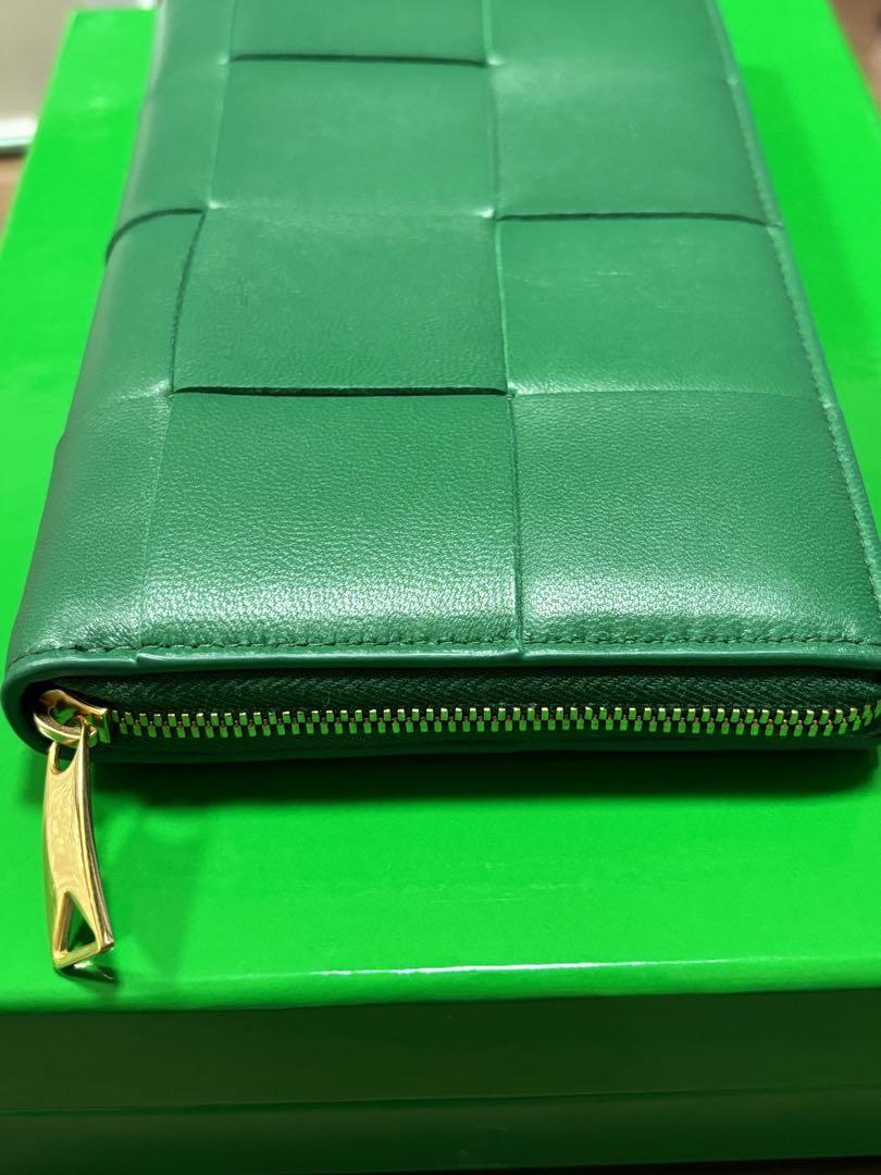 新品❗️ボッテガヴェネタ カセットジップアラウンドウォレット パラキート ゴールド