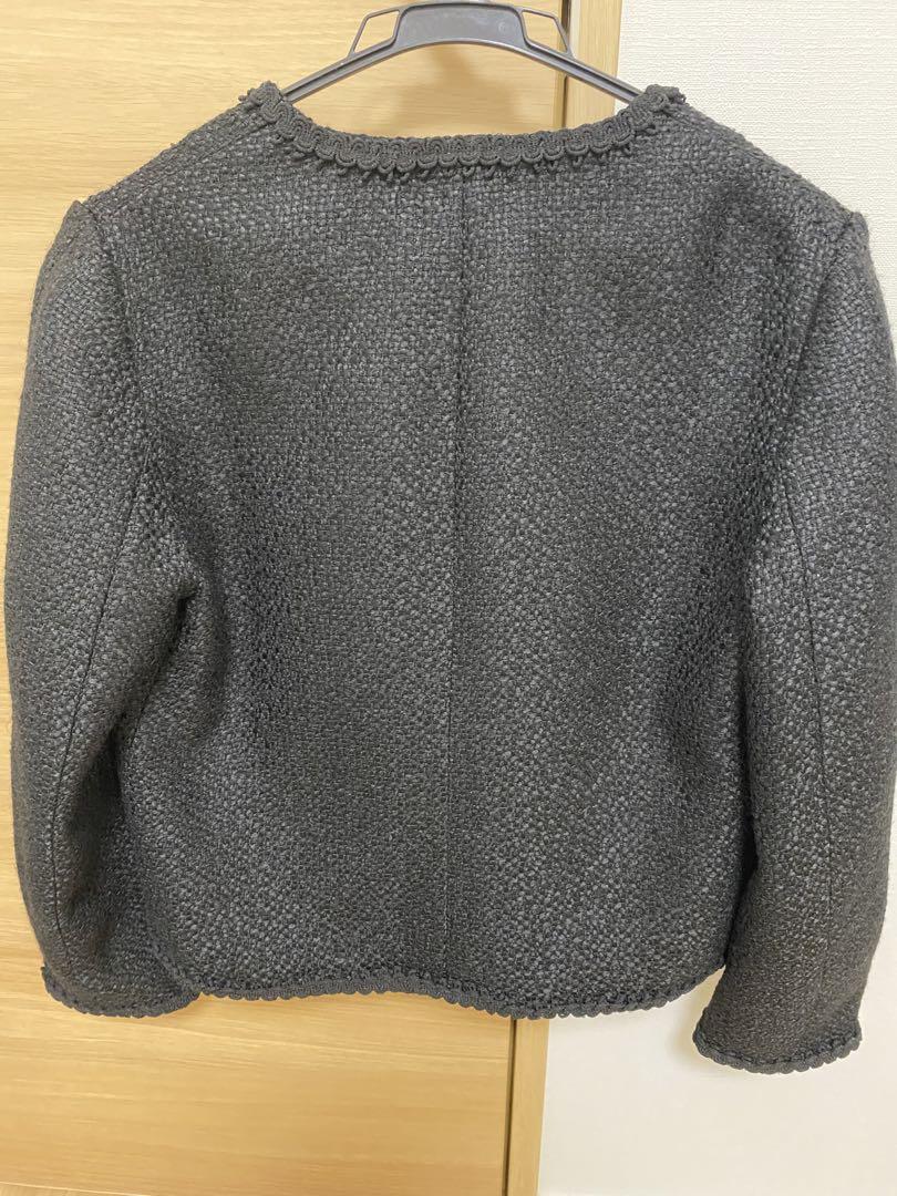 ZARA 黒 ツイード ジャケット XS - メルカリ