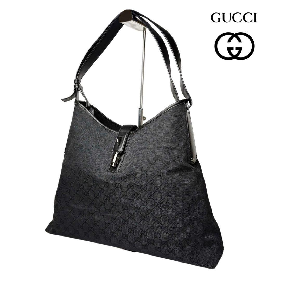 011 美品　GUCCI　グッチ　トートバッグ　ハンドバッグ　肩掛け　GG柄　黒