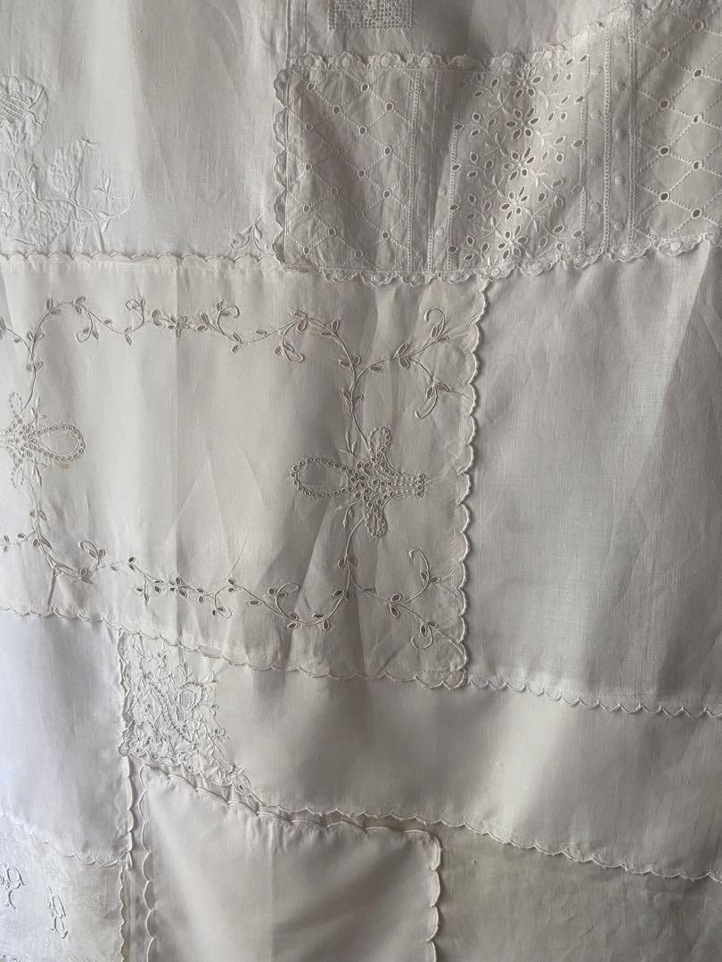 New♡フランスアンティーク・花柄刺繍レースクロス・モノグラム入りஐ⋆*