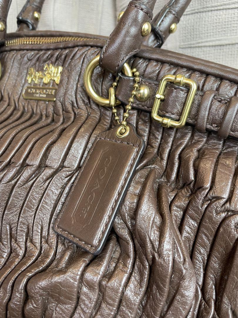 COACH 美品 ブラウン プリーツ ハンドバッグ 18620 - メルカリ
