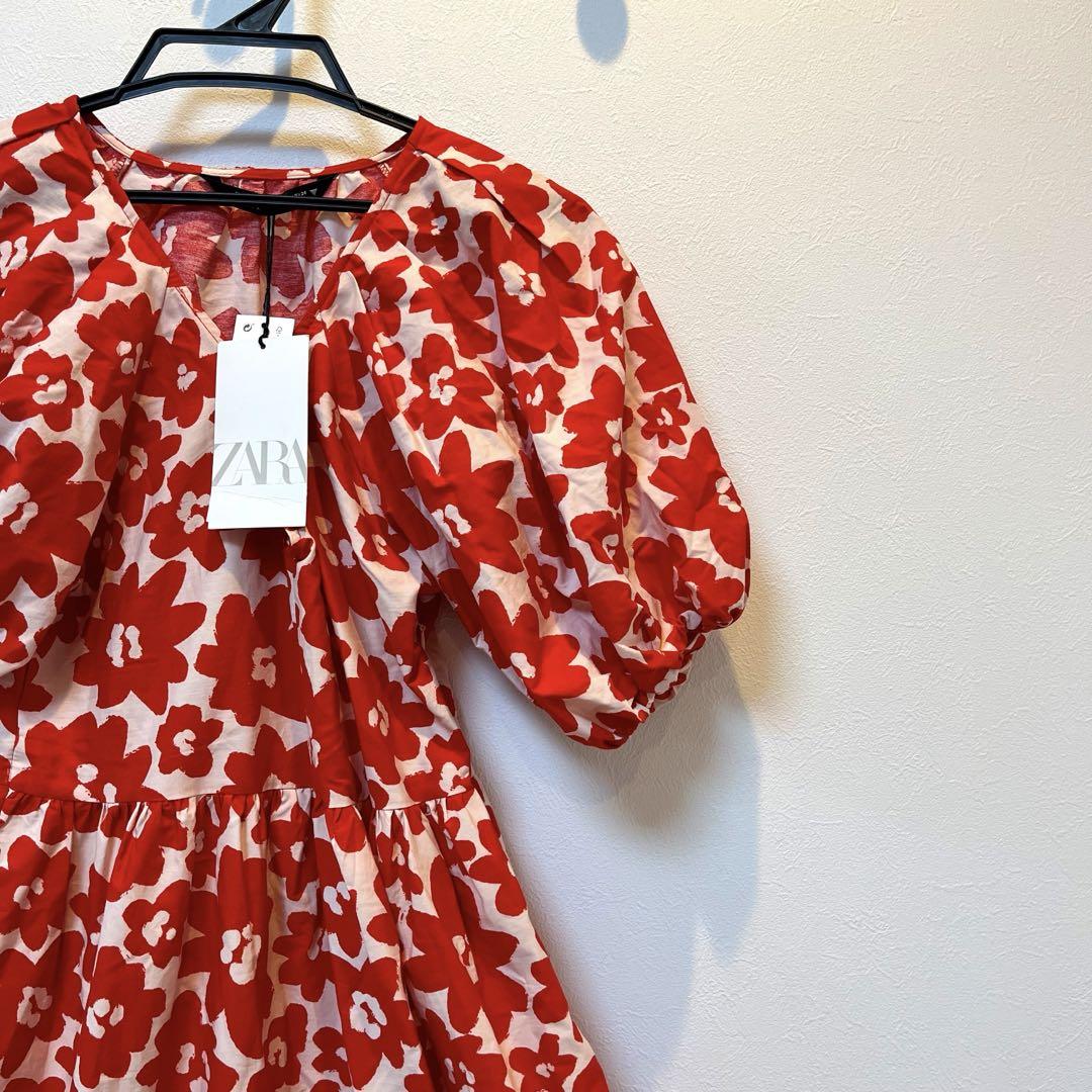 ZARA バルーンワンピースアイレットフラワー新品未使用タグ付き