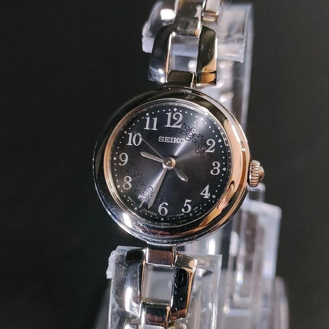 美品　SEIKO　セイコー　V117　ブラック　シルバー　ソーラー　レディース