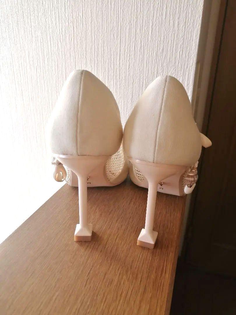 シェル 網 パンプス キャンバス ヒール アイボリー オフホワイト シェル 網 パンプス キャンバス ヒール アイボリー オフホワイト