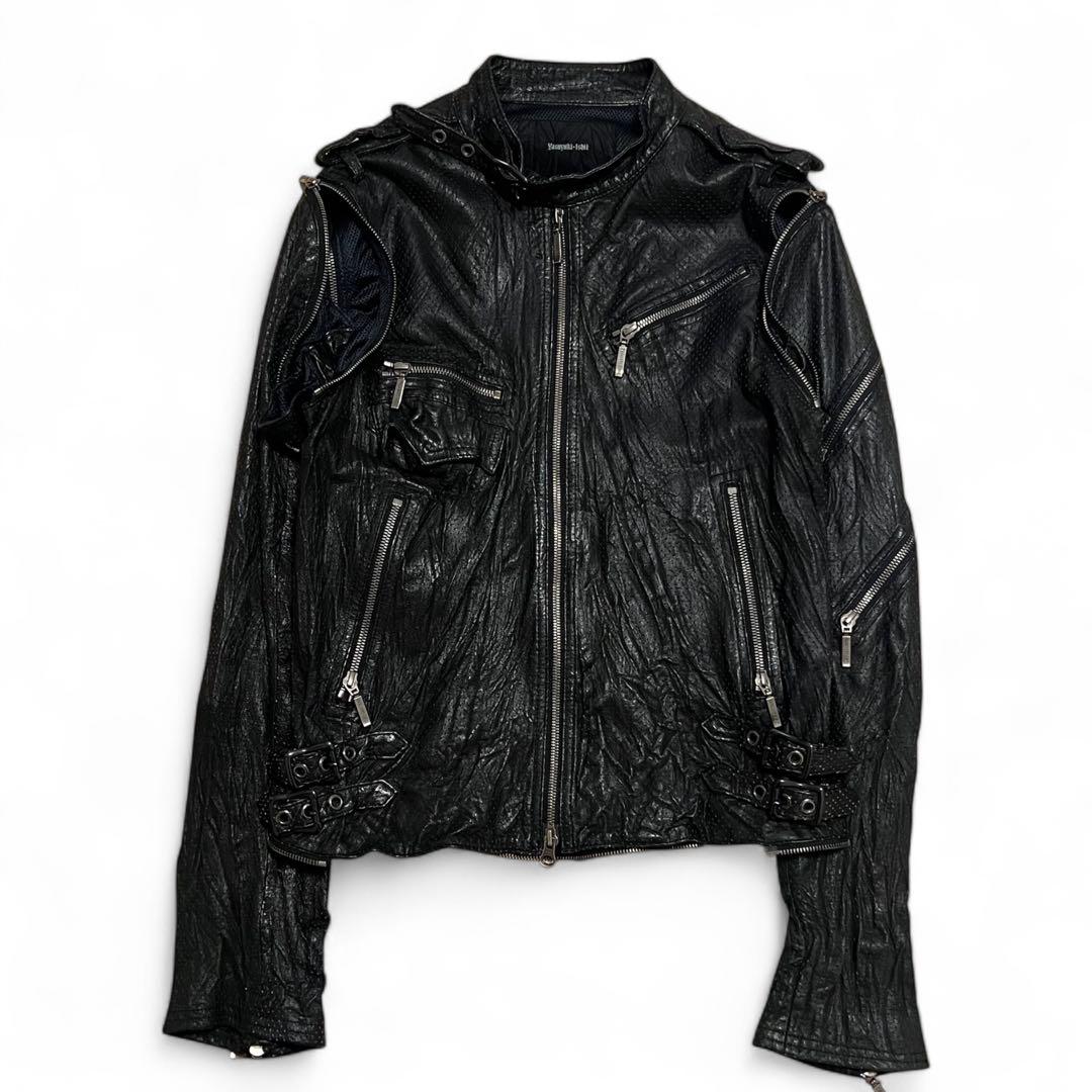 ジャケット・アウター Yasuyuki Ishii zip gimik leather jacket