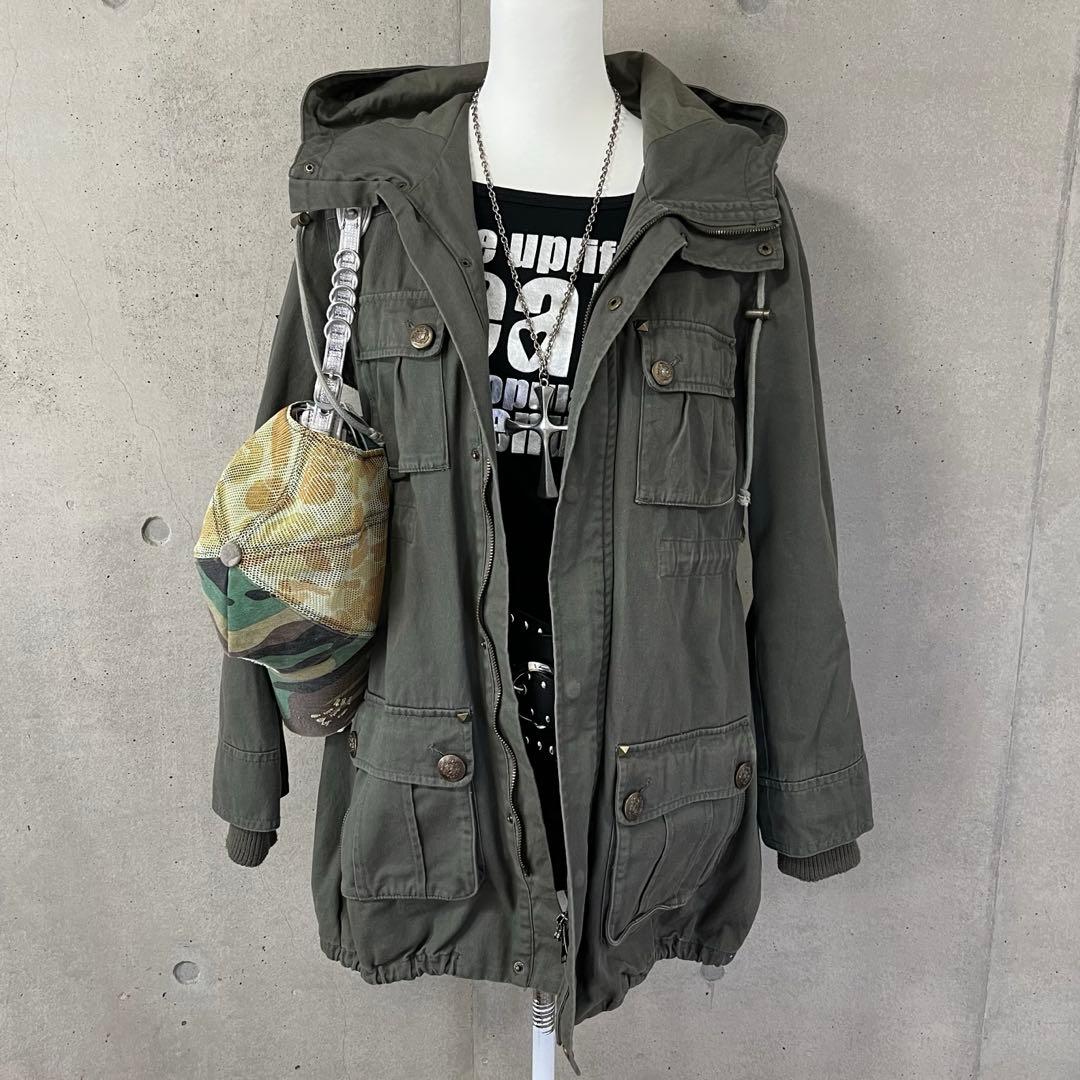 ♥︎︎∗︎*゜フェアリーグランジ ミリタリー ジャケット スタッズ y2k y2k military グランジ ミリタリージャケット カーキ スタッズ - メルカリ