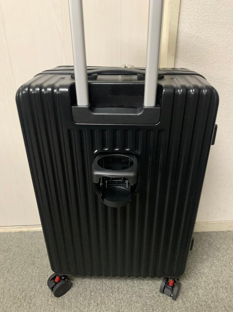 スーツケース 前開きUSBポート付きMサイズ カップホルダー付き ストッパー付き