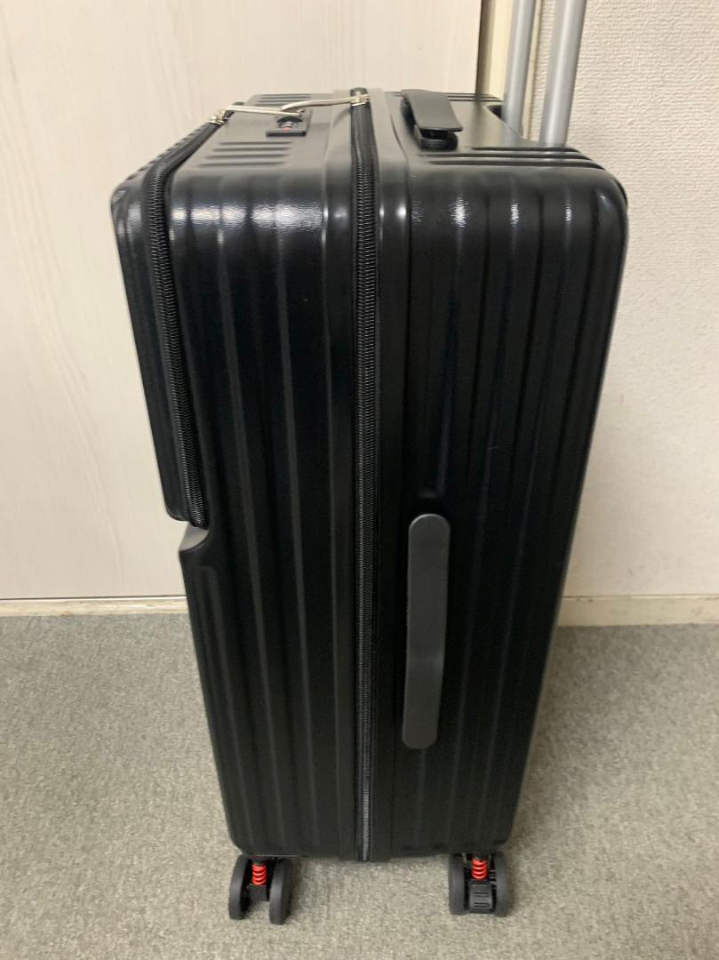 スーツケース 前開きUSBポート付きMサイズ カップホルダー付き ストッパー付き
