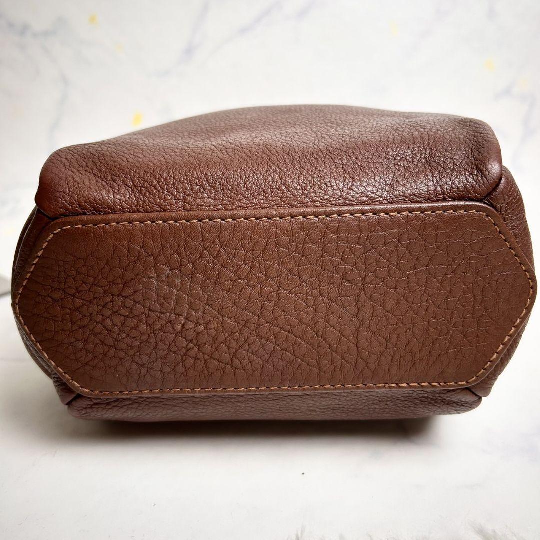 WEB限定カラー 美品】genten クッシーノ ハンドバッグ シボ革 型押し レザー バッグ