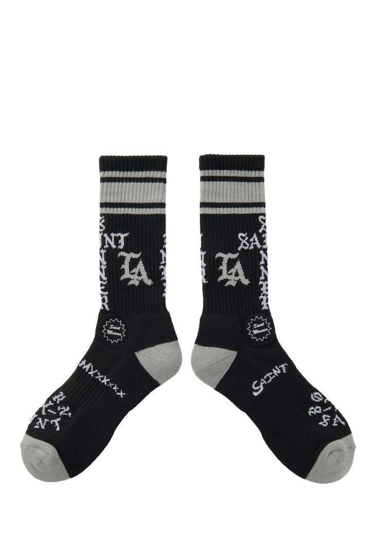 【Mサイズ(黒)】セント マイケル×ボーンXレイズド/BR_SOCKS　新品