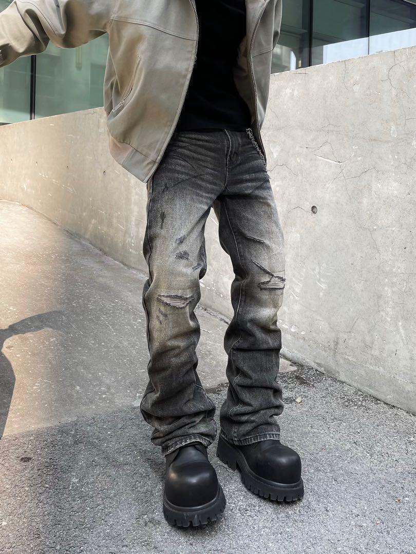 AWESOME RUGGED DAMAGE DENIM PANTS