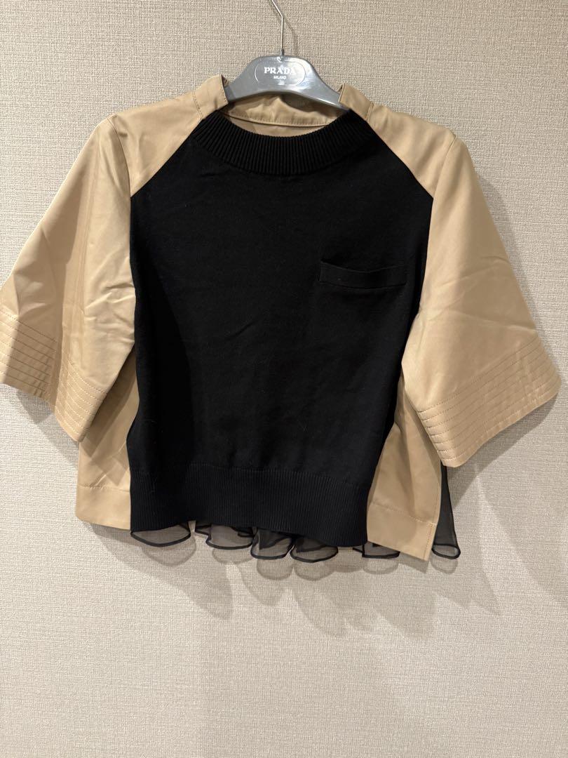 Sacai Cotton Gabardine x Knit Pullover トップス