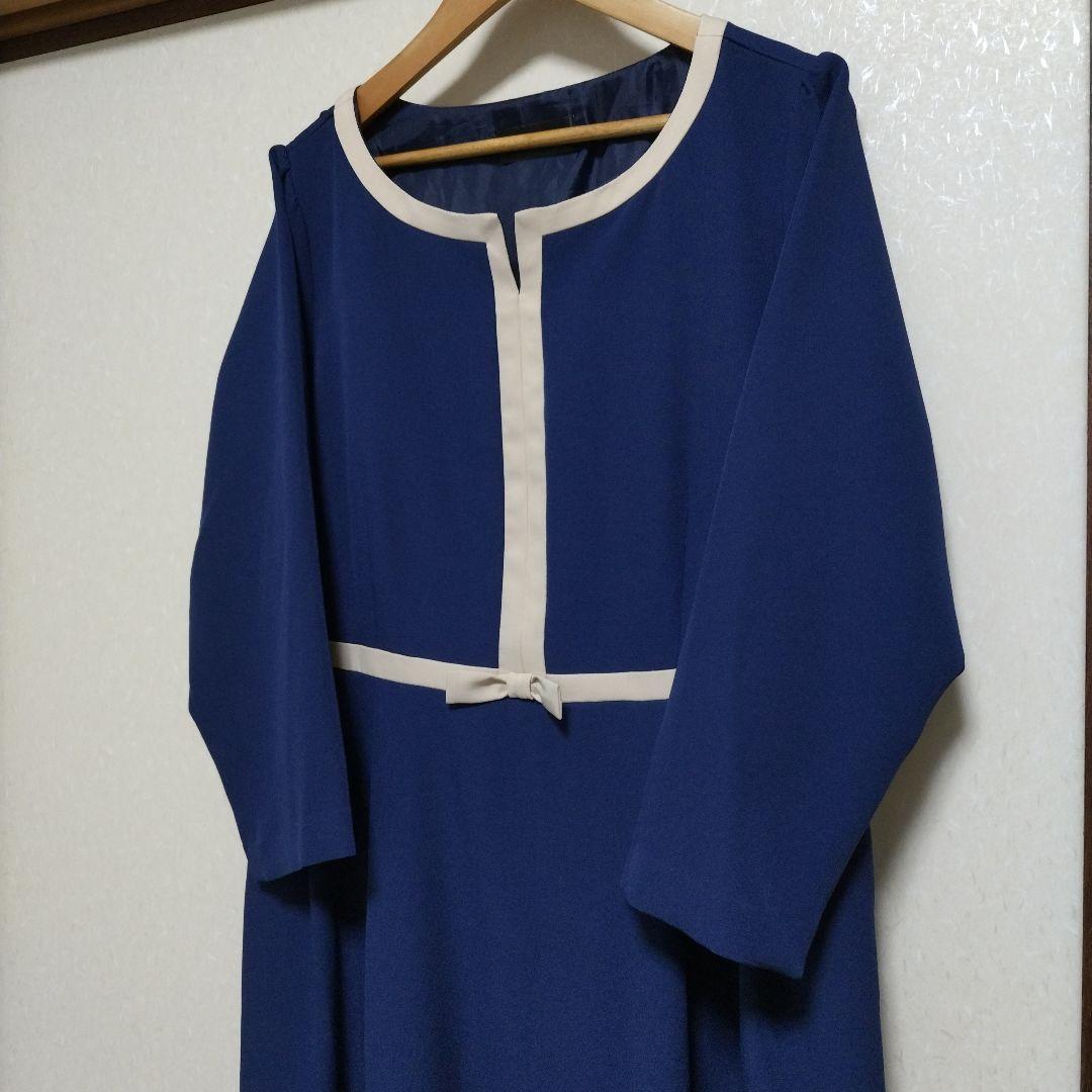 【新品】Milk teaシエル・リボン＆トリミングポンチワンピース　ネイビーL