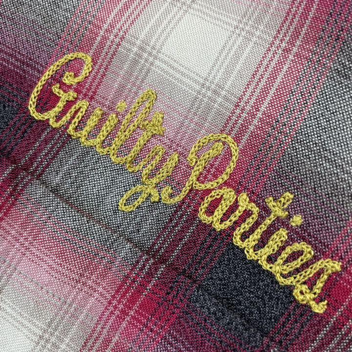 好評正規品 WACKO MARIA ワコマリアオンブレチェックシャツ長袖赤レッドLサイズ刺繍 Ja8DW-m48968362777 本物保証得価