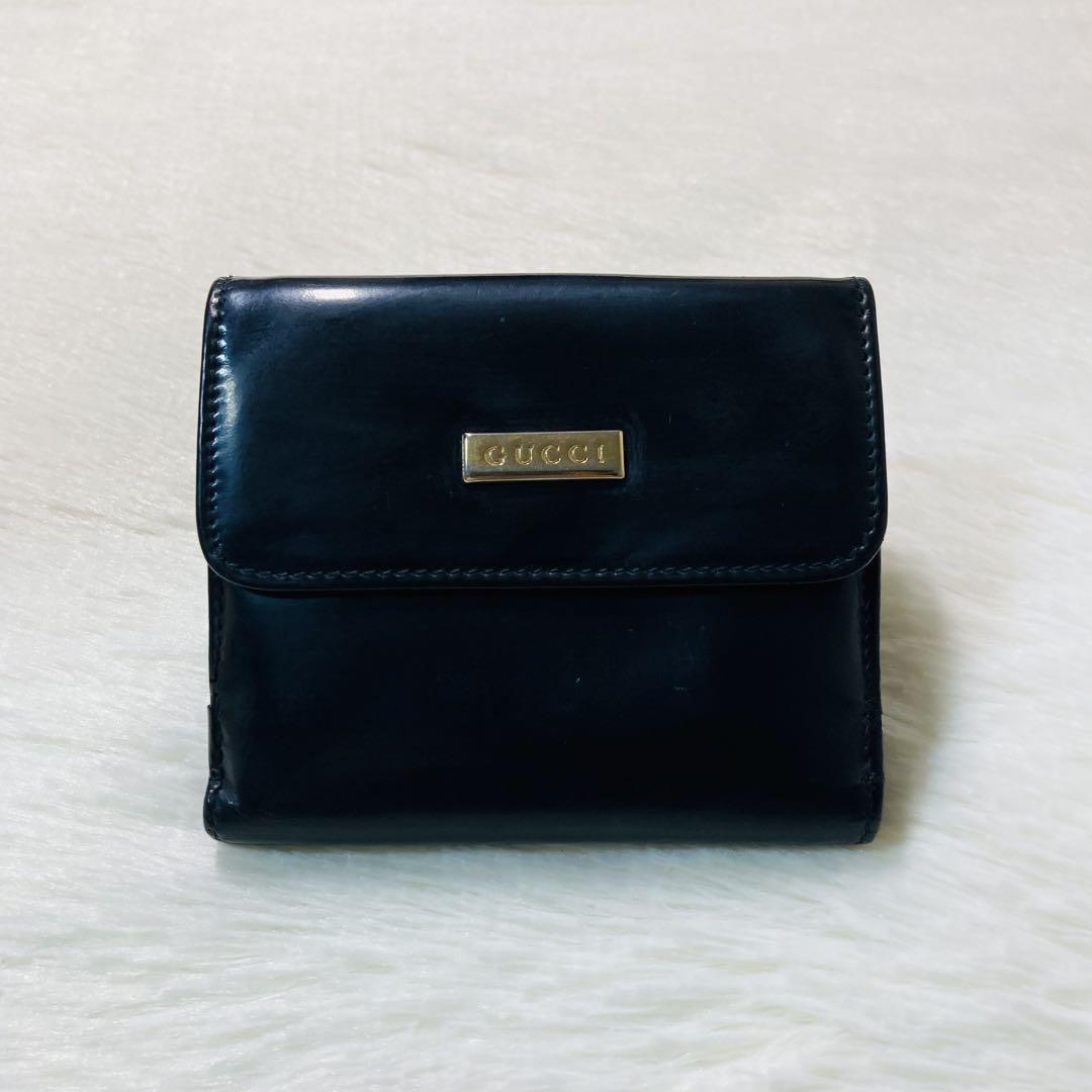 格安セール　GUCCI グッチ　パテント　エナメル　メンズ　レディース　財布　黒