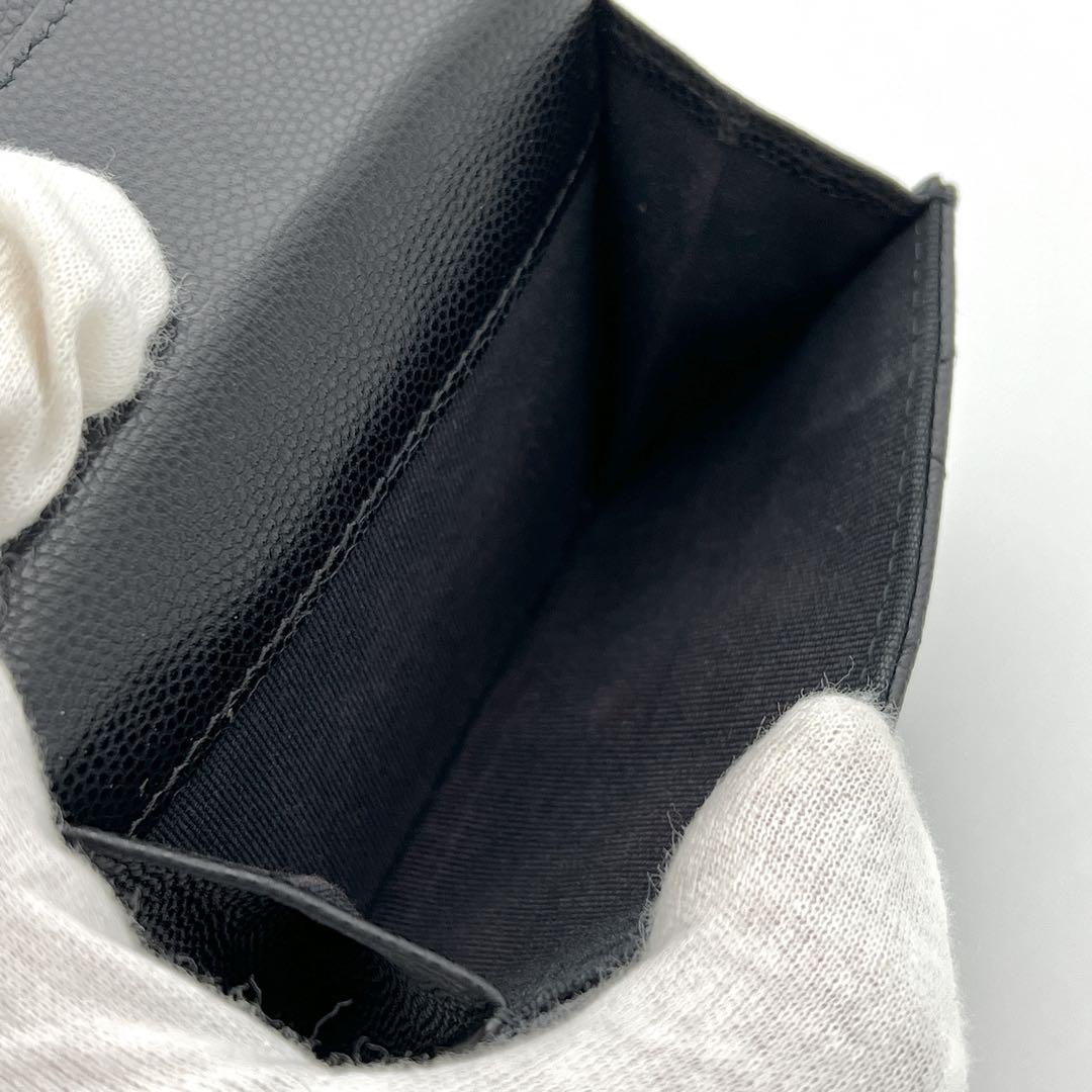 【新品仕様】CHANEL シャネル マトラッセ キャビアスキン 三つ折り財布 黒