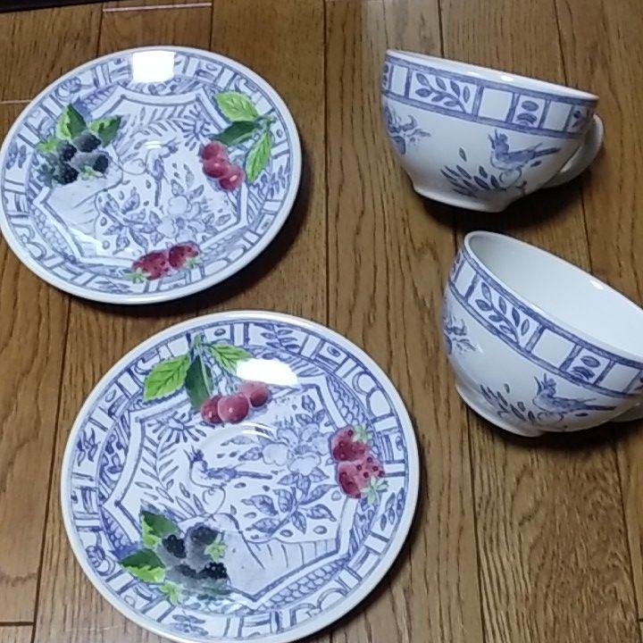 Gien Oiseau Blue 　ジアン　オワゾブルー　果物　皿　6枚セット Gien Oiseau Blue ジアン オワゾブルー 果物 皿 6枚セット