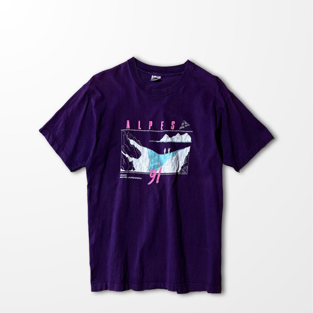 USA アメリカ　製　シングルステッチ　ヴィンテージ　Tシャツ　XL 紫　古着