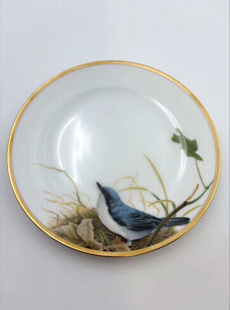 大倉陶園 オークラ OKURA 野鳥シリーズ　青い鳥　ケーキ皿　プレート　箱付