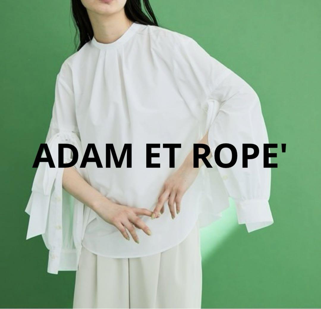 ADAM ET ROPE'　2WAYリボンスリーブデザインブラウス（ホワイト）