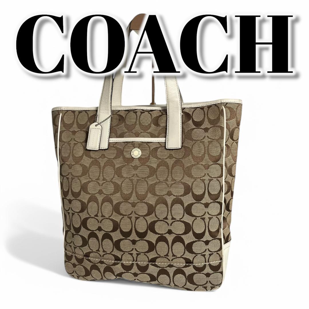 COACH トートバッグ ショルダー　キャンバス BRW 総柄　A4 大容量