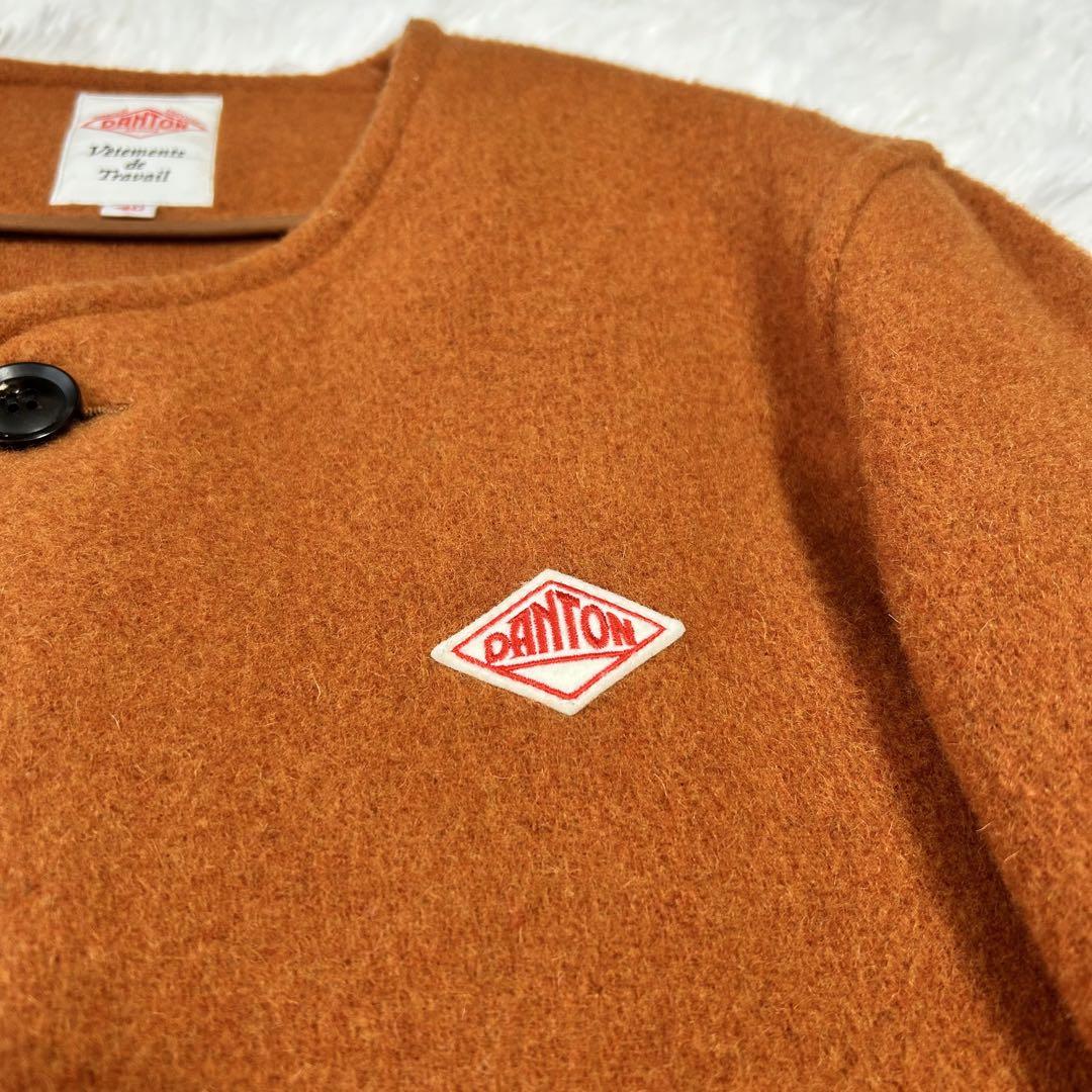 【極美品】 DANTON ダントン ウールモッサ ノーカラー ジャケット コート